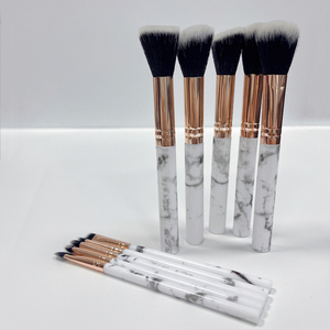 Ensemble de pinceaux de maquillage professionnels en pierres précieuses naturelles <span class=keywords><strong>Kabuki</strong></span>, <span class=keywords><strong>pas</strong></span> <span class=keywords><strong>cher</strong></span>, 10 pièces, manche en marbre, pinceaux de maquillage avec étui - Product Image 4