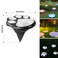 Lampes solaires LED de Noël pour l'extérieur, lumière blanc chaud, à commande par bouton, en forme de patte de chien ou de chat, lampe lumineuse en forme de griffe d'animal, décoration en plastique