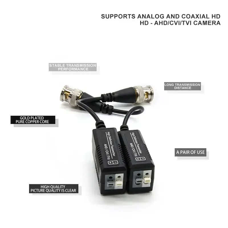 Hd analog video passive 8mp Video Balun rj45 to bnc converter AHD/CVI/TVI/CVBS transmission 300m for cctv Surveillance