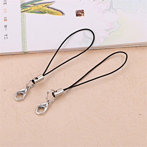 Accessoires de bijoux DIY : Cordon noir avec fermoir mousqueton en métal pour porte-clés ou pendentif - Product Image 1