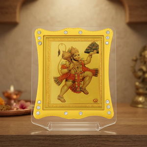 Cadre en acrylique doré avec figurine de Hanuman Ganpati, mini-Idole de Ganesh de 3 pouces pour tableau de bord de voiture, décoration intérieure, cadeau hindou, objet de présentation - Product Image 3