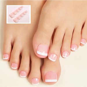 Accessoires pour l'art des ongles très vendus, motif à carreaux tendance, arc rose régulier, bord <span class=keywords><strong>blanc</strong></span>, <span class=keywords><strong>faux</strong></span> ongles pour les orteils - Product Image 1