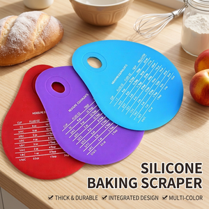 Wholesale Silicone Baking Scraper with Measurement Dough Scraper Pastry Scraper 7 Colors for Bakery Kitchen - Product Image 3