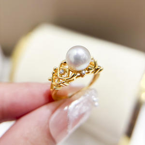 Base para Anillo de Plata S925 con Perlas DIY 10773, Edición Oro/Plata, con Base Redonda para Joyería de Plata de 4-6 mm - Product Image 2