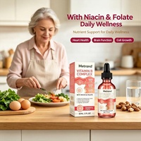 Gouttes liquides de complexe de vitamine B Metrand, saveur framboise, niacine, folate, soutien cardiaque et cérébral, complément alimentaire quotidien