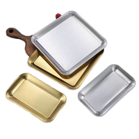 Assiette carrée à fond plat en acier inoxydable jetable de style coréen, épaissie, pour desserts et sushis, idéale pour le camping et la restauration commerciale