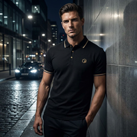 T-shirt en coton à manches courtes pour homme, avec logo brodé personnalisé, tricot fin, couleur bleu et blanc, tendance, OEM ODM