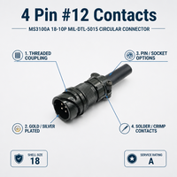 MIL-DTL-5015 Series Circular Connector MS3100A 18-10P 4P Box Mount Aviation Receptacle Fast Delivery Servo Power