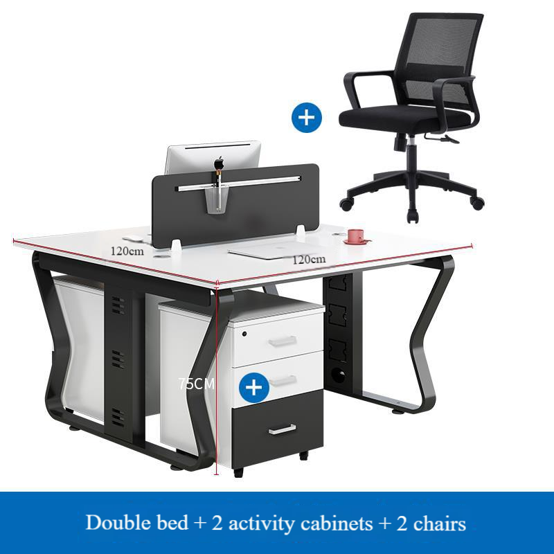 Bureau double + 2 chaises + 2 armoires