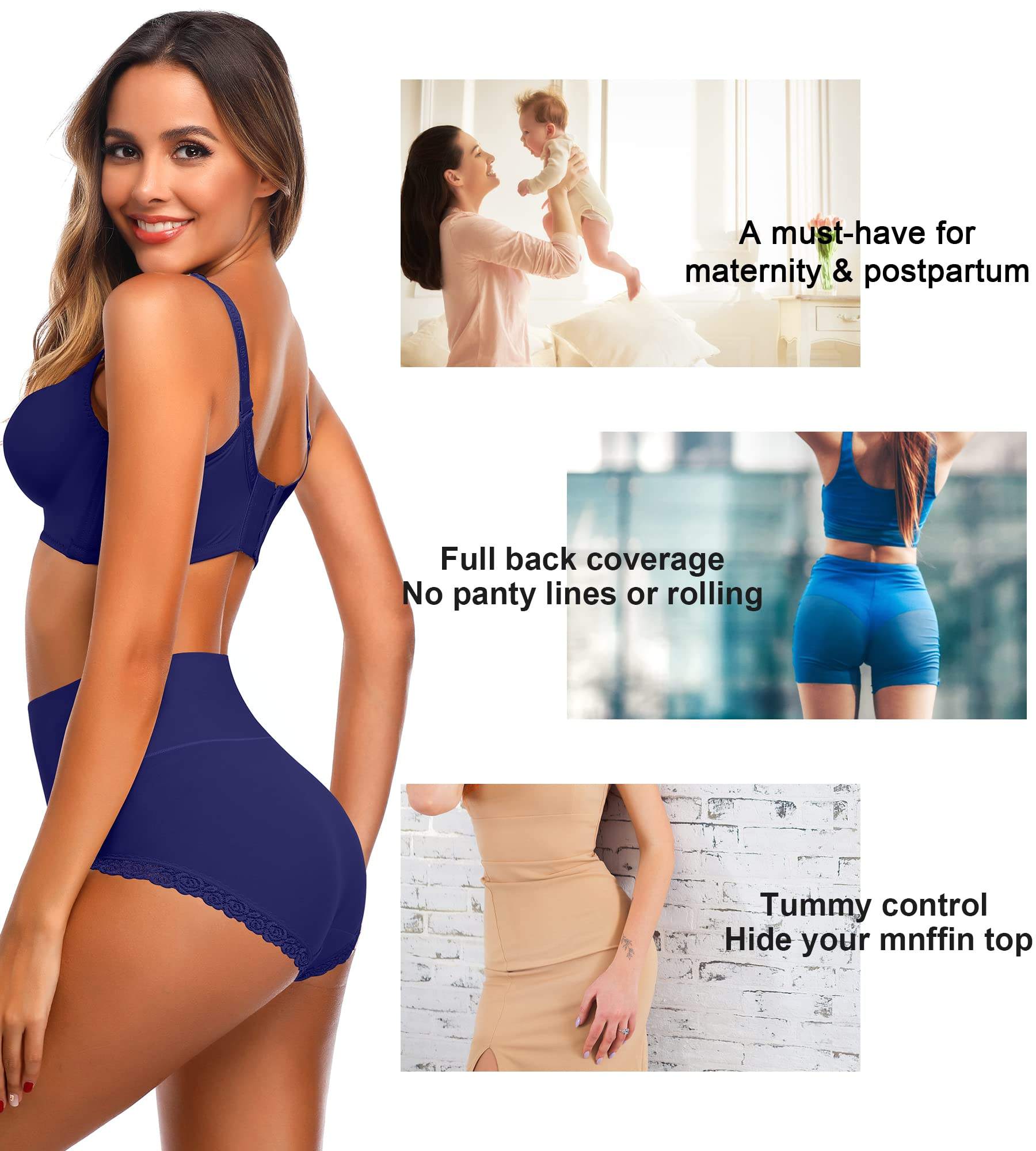 Comfortable Womens Panties Wide Waistband Full Coverage Plus Size Womens Underwear High Waist Breathable Cotton Panty