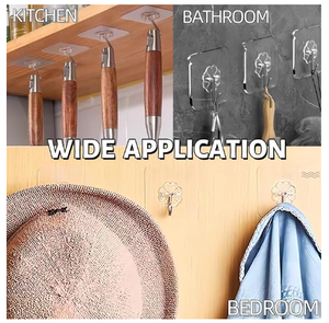Strong Adhesive Non-Perforated Waterproof Enlarged Transparent Stainless Steel Bathroom Kitchen <strong>Wall</strong> <strong>Hook</strong> - Product Image 4
