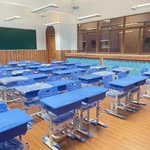 Оптовая продажа, регулируемый студенческий стол и стул, Университетский классный школьный набор мебели, однометаллический стол из МДФ со стулом