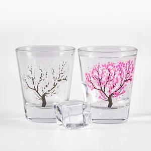 Color changing cherry blossom sakura set korean 2oz korea 50ml shot glass soju cup