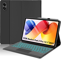 Casing Keyboard Trackpad Lepas Pasang untuk Redmi Pad 2 Pro 12.1'' 2025, Smart Touchpad Nirkabel, Tempat Pena, Penutup Tablet