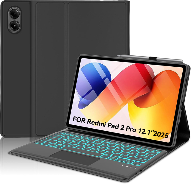 For Redmi Pad 2 Pro 12.1'' 2025 Trackpad Keyboard Case Detachable Smart Touchpad Wireless Key Board Pen Holder Tablet Cover