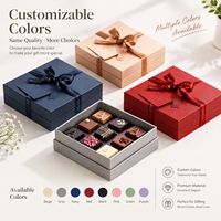 Boîte rigide en papier kraft de qualité alimentaire personnalisée avec poignée en ruban, couvercle et base bronzés, boîte d'emballage pour chocolat, bonbons et cadeaux