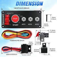 Panneau de commutation d'allumage avec bouton poussoir moteur 12V, interrupteur à bascule 5 en 1 avec faisceau de câblage de relais LED pour voiture de course