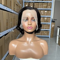 Perruque Courte Pixie Bouclée Bob en Cheveux Humains, Perruque Lace Front Transparente 13x4, Qualité 12A, Vente en Gros, pour Femmes Noires