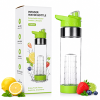 Bouteille d'eau de 700 ml sans BPA en Tritan, écologique, légère, anti-fuite, compatible lave-vaisselle, avec infuseur infroissable intégré pour boire directement les fruits infusés