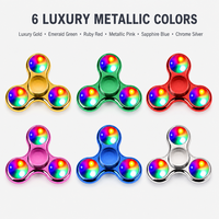 Jouet tendance LED Fidget Spinner lumineux anti-stress, spinner manuel sensoriel doux pour le bureau, soulagement de l'anxiété