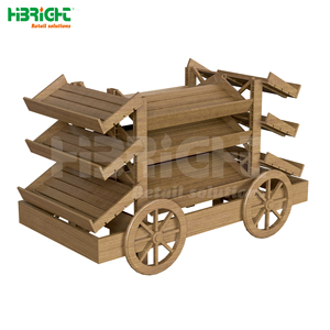 high-capacity modern versatile bread storage display rack with wooden wheels - Product Image 1