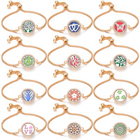 Bracelet tendance en or avec pendentif fleur de vie pour aromathérapie, diffuseur d'huiles essentielles réglable, bijoux en gros