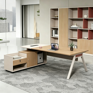 Scrivania da Ufficio Moderna Minimalista Bianca in Legno <span class=keywords><strong>con</strong></span> Cassetto Portaoggetti e Mobile Laterale, Set di Mobili per Ufficio - Product Image 6