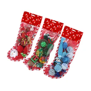 Weihnachts katze Spielzeug Katzen pfote Druck Tasche Combo Set mit ausgestopften Weihnachts baum Weihnachts bonbon 10 Stück Set Spielzeug