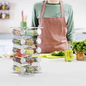 Cuisine à domicile 20 bocaux Capacité Acrylique Transparent Carrousel Assaisonnement Épice Rack Holder Organisateurs Rotatif Épice Rack - Product Image 6