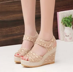Sandales à <span class=keywords><strong>talons</strong></span> <span class=keywords><strong>compensés</strong></span> en dentelle pour femmes 3376 - Product Image 3