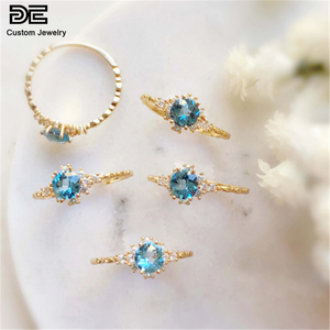 Anillos de Plata de Ley 925 con piedras preciosas azules marinas, anillo de flores de plata 925, copo de nieve, Zirconia, anillos de boda de plata 925 - Product Image 1