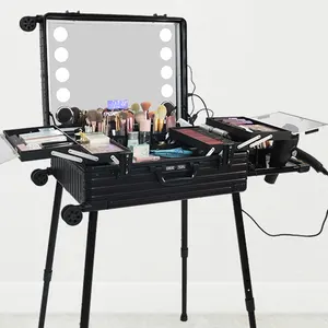 Op Maat Gemaakte Multi-Functionele Draagbare Make-Up Tas Met Hoge Capaciteit Gemaakt Van Aluminium, Ontworpen Voor Professionele Cosmetica