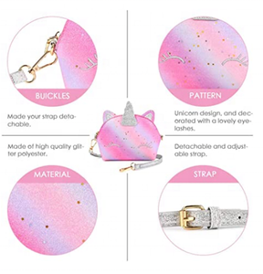 New Design Unicorn Gifts Kids Purse for Little Girls <strong>Sequin</strong> Glitter Crossbody Shoulder <strong>Handbag</strong> for Little fashionistas - Product Image 3