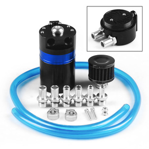 Split Oil Catch <b>Can</b> 0.6L Aluminum With <b>Air</b> Filter For Engine Oil Recovery And Exhaust Gas Management - Product Image 1