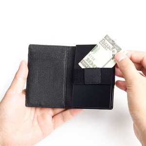 Tarjetero de cuero con bloqueo Rfid inteligente para hombre, billetera de alta calidad con logotipo personalizado Simple, con accesorios <span class=keywords><strong>el</strong></span>ásticos - Product Image 6