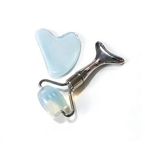 Ensemble de rouleaux de glace pour le visage en jade mini en forme de poisson, pierre précieuse opale de couleur bleu clair, pour cadeau - Product Image 2