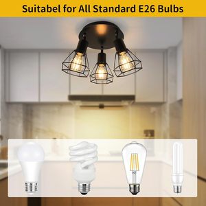 Luminaire de plafond à 4 lampes <span class=keywords><strong>Noir</strong></span> <span class=keywords><strong>mat</strong></span> Base E26 Farmhouse Track Light Kit Wall Lamp Spotlight - Product Image 5