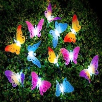 Cambiando de Color decoración camino de césped al aire libre de jardín Solar luces Led mariposa Artificial