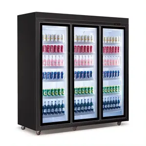 Large Supermarket Display Cases Vertical Beer Drinks Display Chiller Cooler Showcase