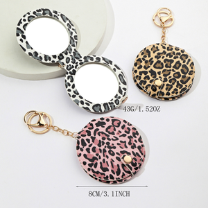 Llavero de Cuero PU con Estampado de Leopardo y Cierre de Langosta, Espejo, Estilo Lindo, Impresión Tipográfica, Regalo Promocional de Año Nuevo para Chicas - Product Image 3