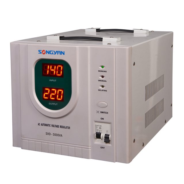 Portable Single Phase AC 5000VA Voltage Stabilizer Home Air Conditioner Computer Refrigerator SVD Dual Digital Tube Display