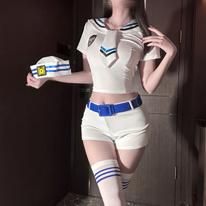 Falda ajustada estilo uniforme JK de la marca Scarletsin B-82 Girl Group Streamer, estilo marinero, con decoración de lazo. - Product Image 1