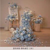 Fleurs artificielles en soie rose et bleue pour mariage, Halloween, Thanksgiving, Nouvel An chinois, décoration de chemin et toile de fond
