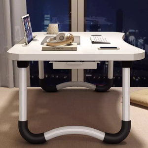 लैपटॉप डेस्क, टैबलेट स्लॉट के साथ बिस्तर टेबल ट्रे और कप धारक bjflamingo तह प्लेट भंडारण दराज के साथ - Product Image 3