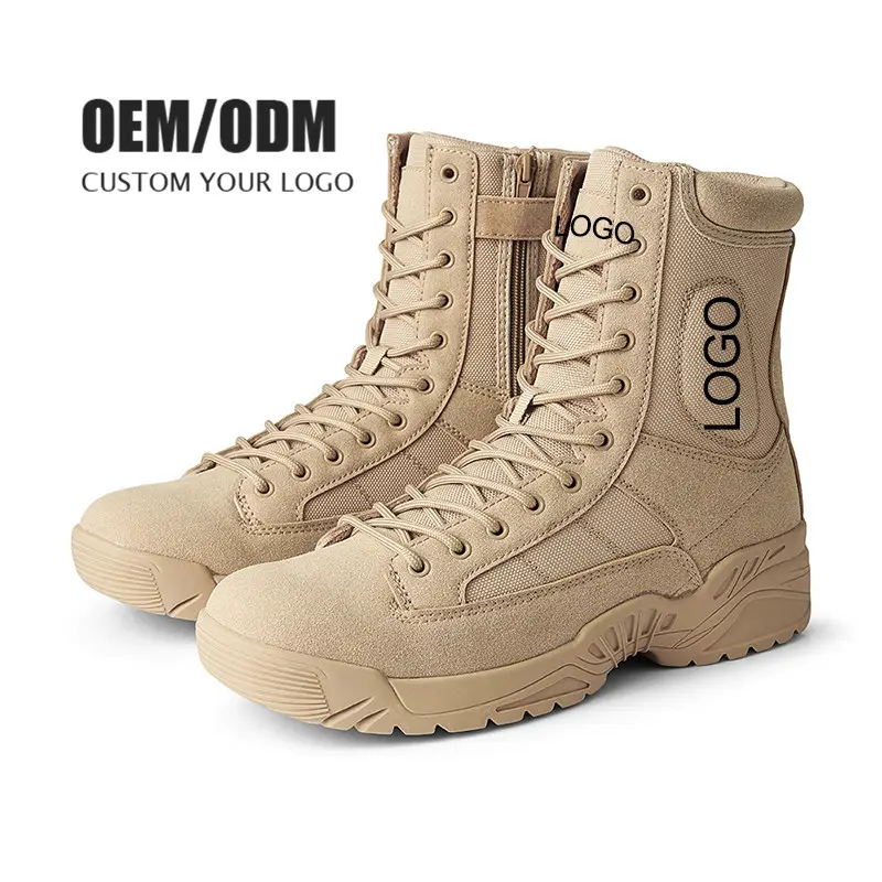 Custom High Ankle Men Combat Boots Outdoor Desert Training Leather Safety Boots Tactical