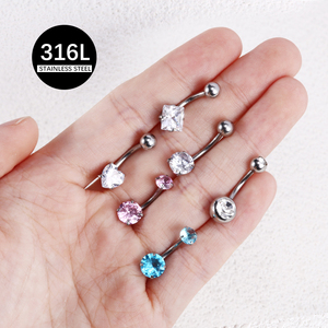 Anillos para <span class=keywords><strong>Ombligo</strong></span> de <span class=keywords><strong>Acero</strong></span> Quirúrgico 316L con Rosca Externa y Circonitas, Joyería para <span class=keywords><strong>Piercing</strong></span> - Product Image 4