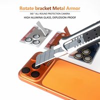 Protection d'objectif d'appareil photo 360 Luxury 18 Pro avec support métallique pliable et film en verre trempé anti-rayures pour iPhone 18 Pro Max 17 Pro Max
