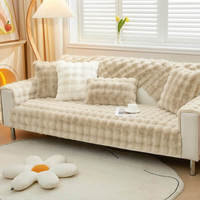 Housse de Canapé en Peluche Effet Lapin pour Animaux de Compagnie, Protection Antidérapante, Couleur Unie, Anti-Perte de Poils, Housse de Coussin Moelleuse pour Canapé