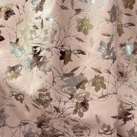 Tela de Terciopelo Estampada con Lámina Metálica, Diseño Floral en Toda la Superficie, Brillo Metálico, Suave, Buena Caída, Color Dorado Antiguo, para Ropa Formal