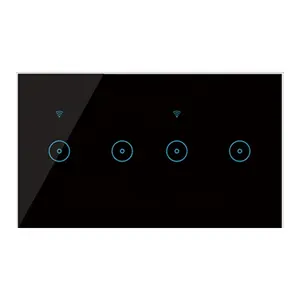 Interrupteur mural tactile intelligent, wi-fi, 4 boutons, 240V, avec commande vocale, commutateur pour luminaire, compatible avec Google Home et Alexa